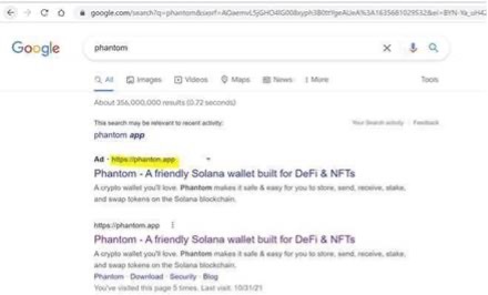 Figure 1. Phishing Ad of Phantom Wallet 