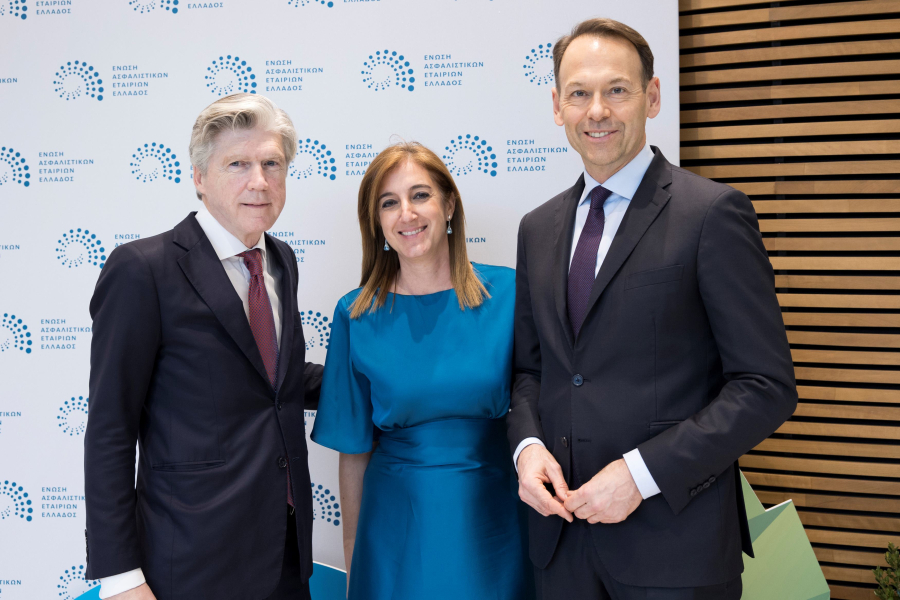 Αλέξανδρος Σαρρηγεωργίου (Πρόεδρος ΕΑΕΕ), Ελίνα Παπασπυροπούλου (Γενική Διευθύντρια ΕΑΕΕ), Andreas Brandstetter (Πρόεδρος Insurance Europe)