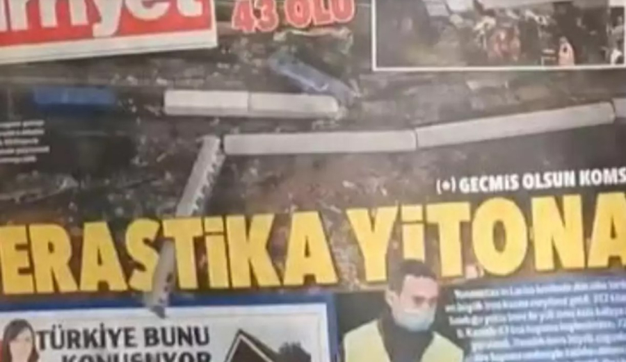 «Περαστικά γείτονα»: Τα πρωτοσέλιδα των τουρκικών εφημερίδων για την τραγωδία στα Τέμπη