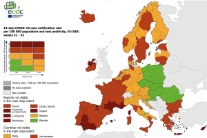 ECDC: Στο «κόκκινο» η Ελλάδα, όπως και άλλες χώρες της Ν. Ευρώπης