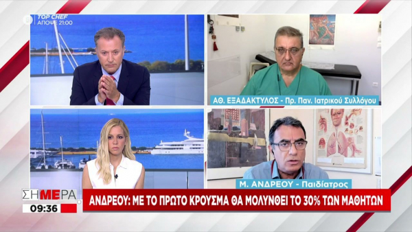 Ανδρέου- κορονοϊός: Το 30% των μαθητών μιας τάξης θα μολυνθεί (vid)