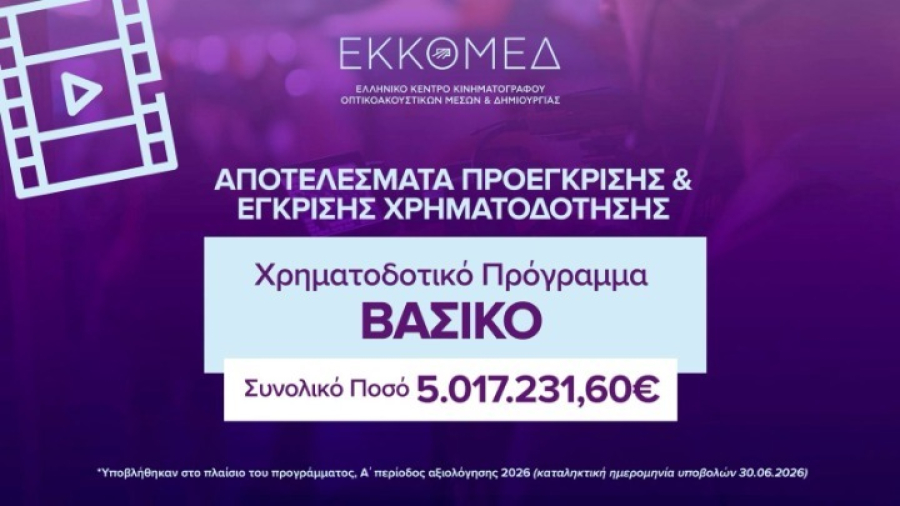 ΕΚΚΟΜΕΔ: Χρηματοδοτήσεις 5 εκατ. ευρώ σε 39 κινηματογραφικά σχέδια