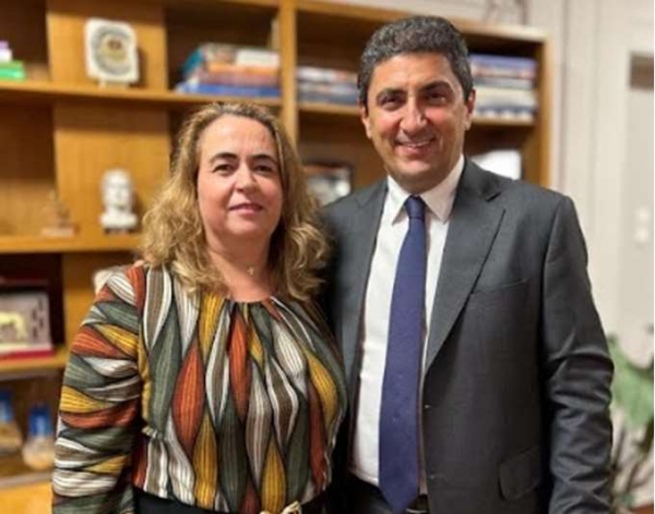 Η Γεωργία Χονδρολέου με τον Λ. Αυγενάκη
