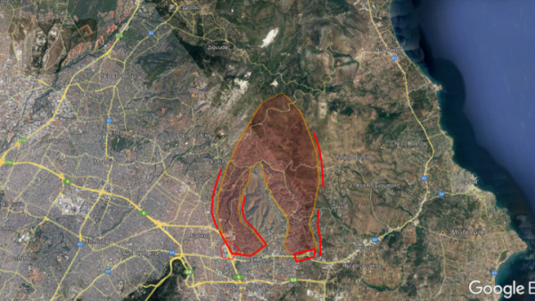 Πυρκαγιά στην Πεντέλη: Σε Διώνη και Δασαμάρι, έως και λεωφόρο Μαραθώνος, τα ενεργά μέτωπα