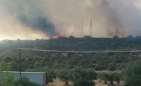 Μεγάλη πυρκαγιά στη Μάνδρα - Μήνυμα εκκένωσης από το 112