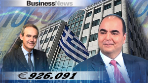 Αριστερά ο Σωκράτης Λαζαρίδης τέως CEO, δεξιά ο Γιάννος Κοντόπουλος νυν CEO της ΕΧΑΕ. 