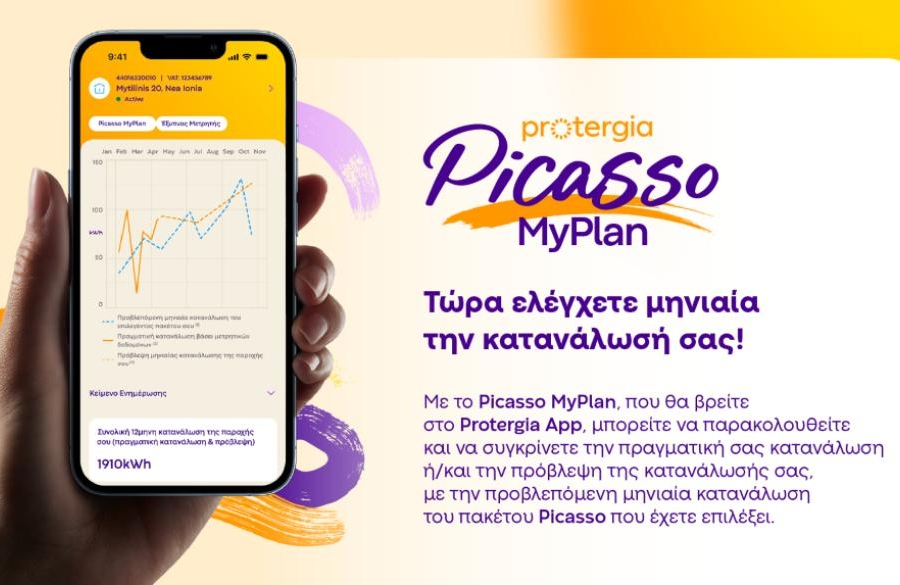 Protergia: Νέο Picasso MyPlan στο app για έλεγχο κατανάλωσης και πακέτου