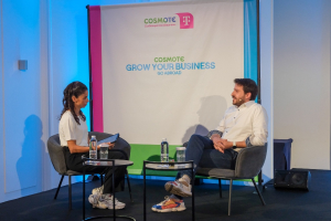 Εύα Επιτροπάκη, Podcast Host - COSMOTE Grow Your Business The Podcast, Θάνος Τσιρώνης, CEO της Svoora