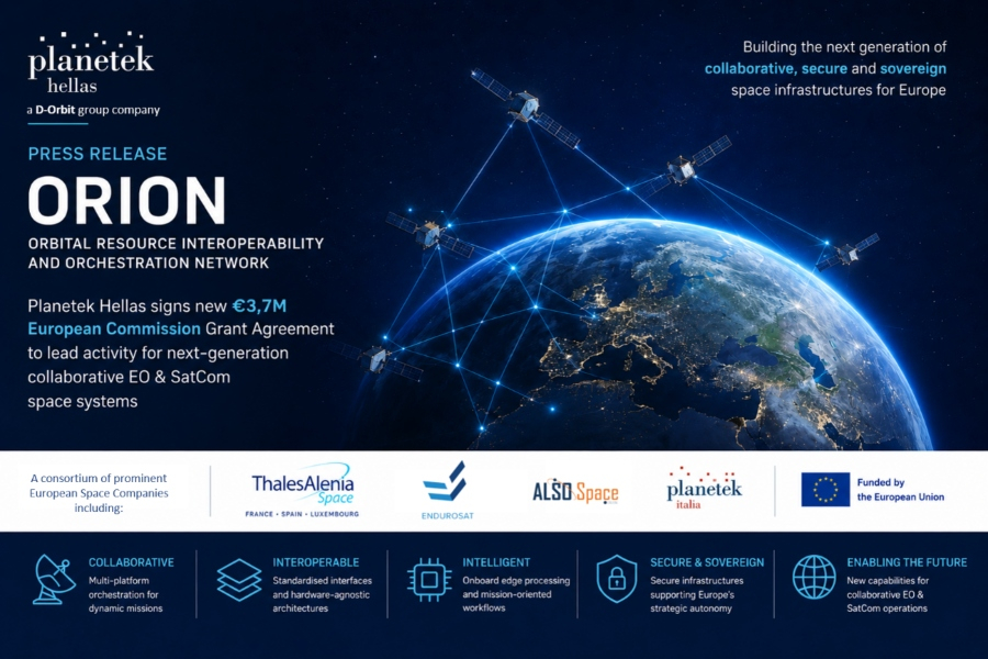 Planetek Hellas: Συμφωνία €3,7 εκατ. με την Ευρωπαϊκή Επιτροπή για το έργο ORION
