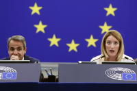 Με την πρόεδρο του Ευρωπαϊκού Κοινοβουλίου συναντήθηκε ο Κ. Μητσοτάκης