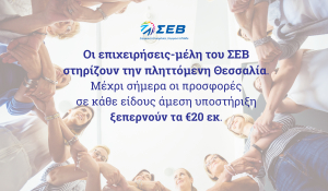 ΣΕΒ: Οι εταιρείες που έχουν προσφέρει στήριξη άνω των 20 εκατ. ευρώ στη Θεσσαλία