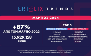 ERTFLIX: Άνοδος 87% από τον Μάρτιο του 2023