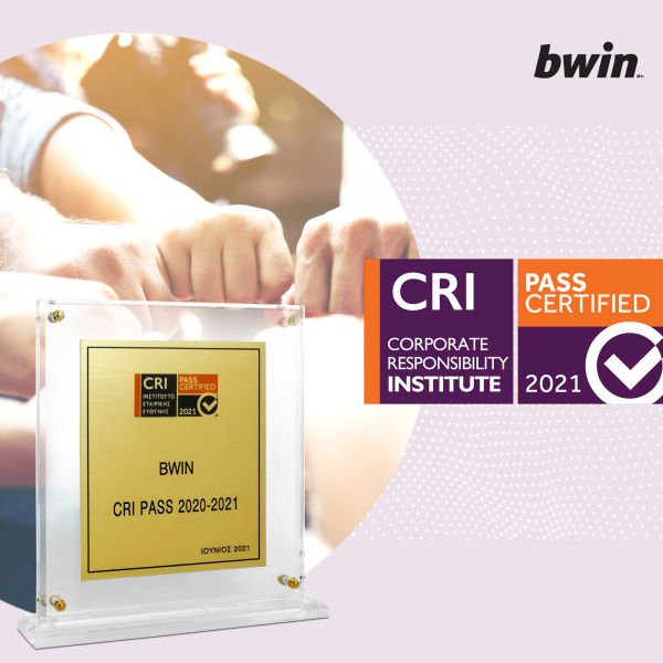 bwin: Νέα Διάκριση για το κοινωνικό αποτύπωμά της από το Ινστιτούτο Εταιρικής Ευθύνης (CRI)