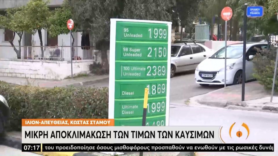 Μικρή αποκλιμάκωση της τιμής της βενζίνης (Vid)