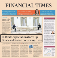 Στο πρωτοσέλιδο των FT η αύξηση του κόστους δανεισμού για την Ελλάδα