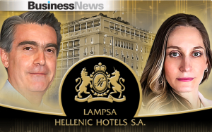 Ο Θανάσης Λασκαρίδης (αριστερά) και η Χλόη Λασκαρίδη (δεξιά) των πολυτελών ξενοδοχείων Lampsa Hellenic Hotels..