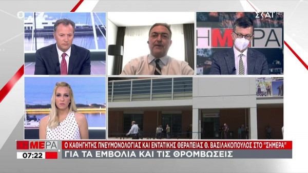 Βασιλακόπουλος: Ελάχιστη πιθανότητα θρόμβωσης με δεύτερη δόση ΑstraZeneca (vid)